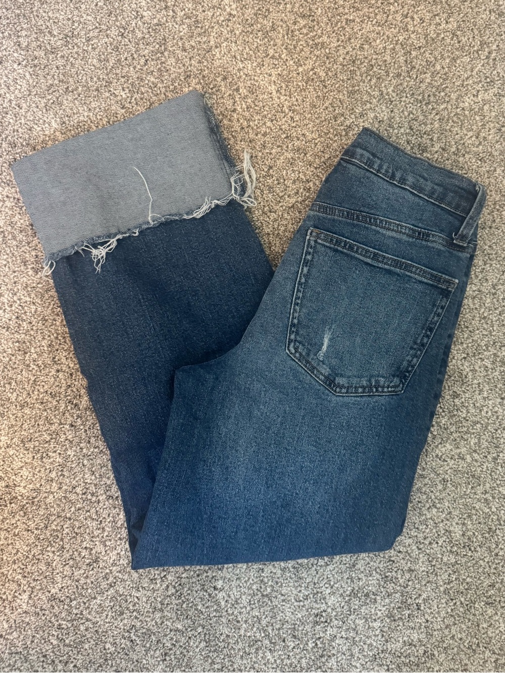Celebrity Pink Dark Blue Frayed Hem Jeans